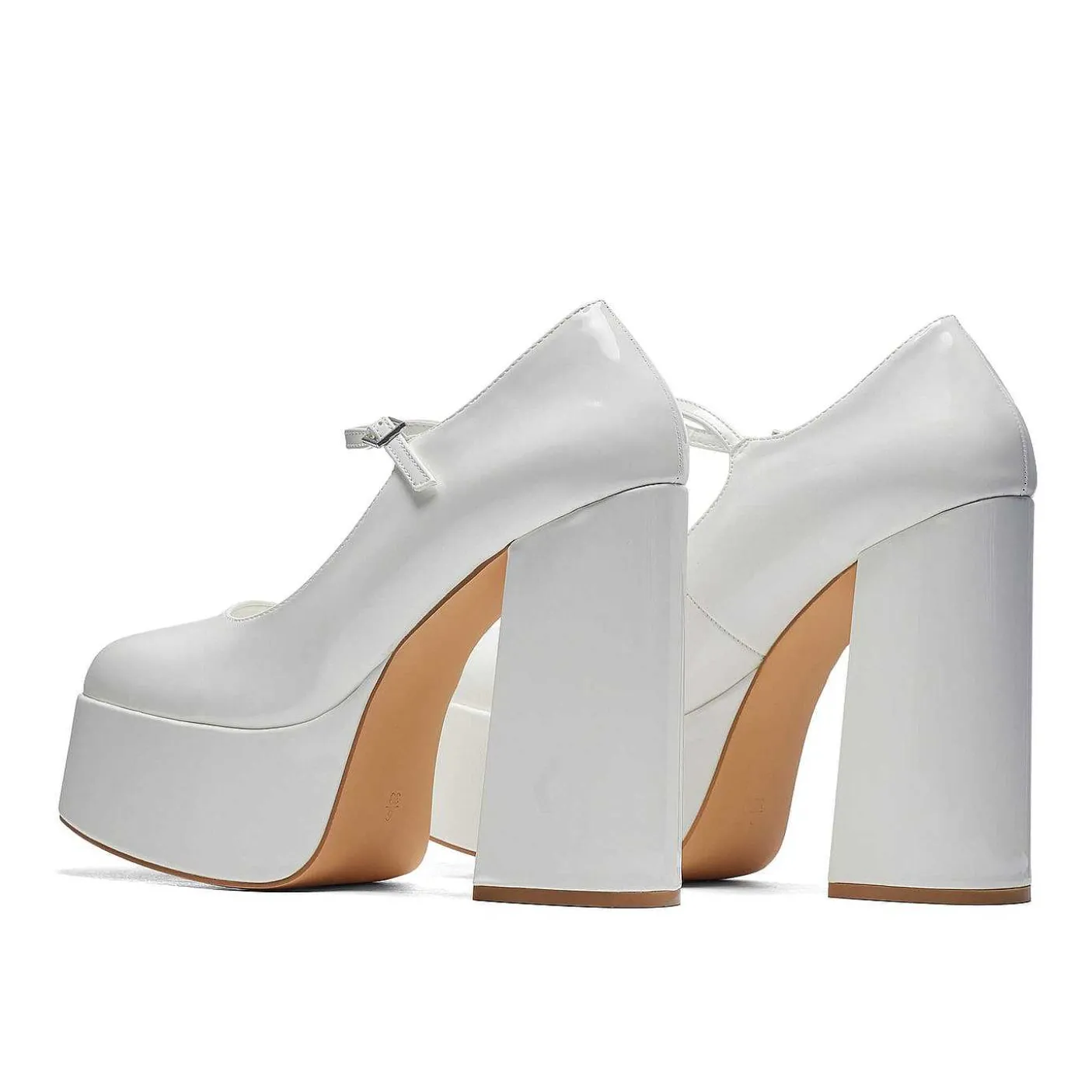 Damskie KOI footwear Mary Janes Na Obcasie^Biale Lakierowane Szpilki Na Platformie W Kolorze Darkbloom