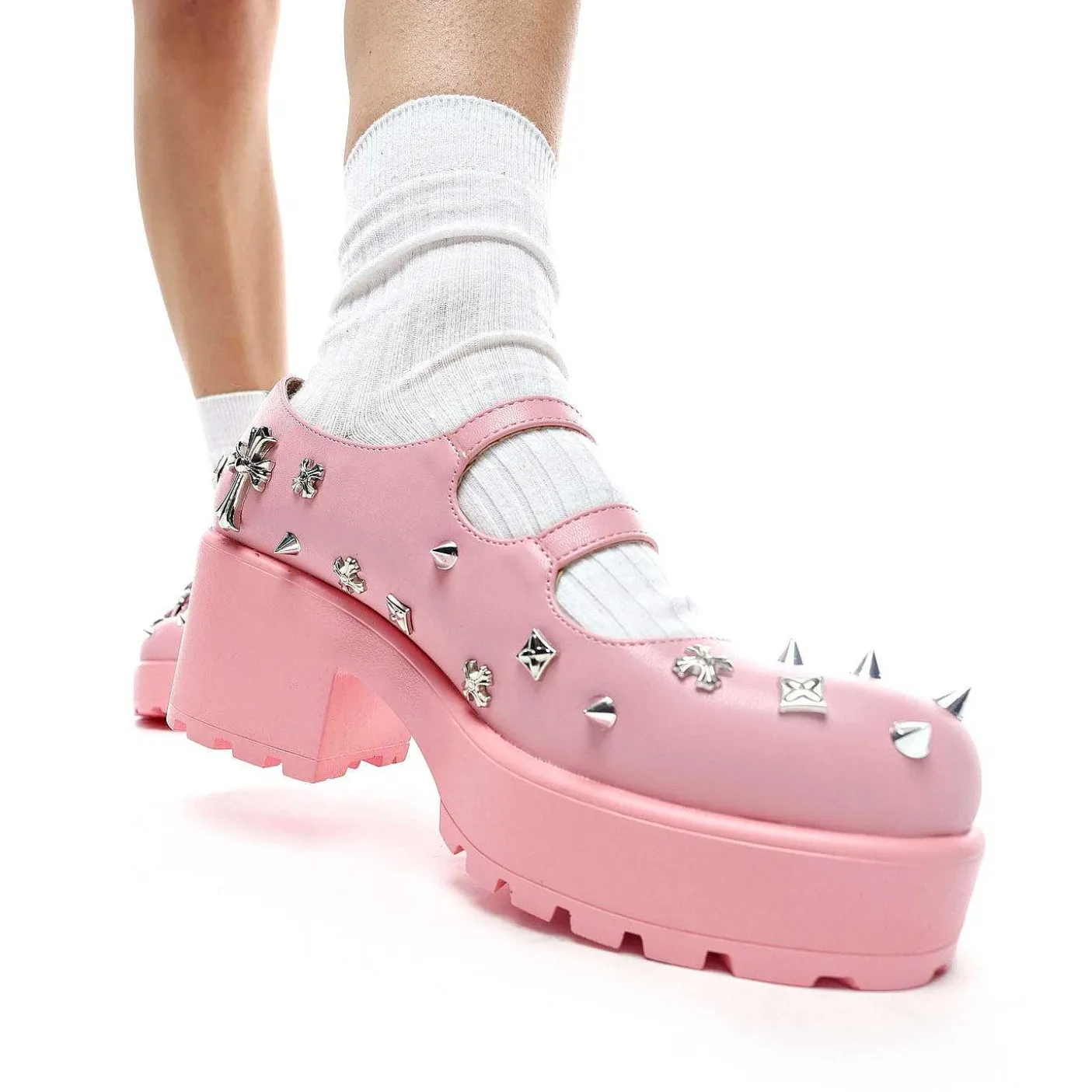 Damskie KOI footwear Mary Janes Na Obcasie^Buty Mary Jane Z Podwojnym Paskiem W Kolorze Devil Blushes