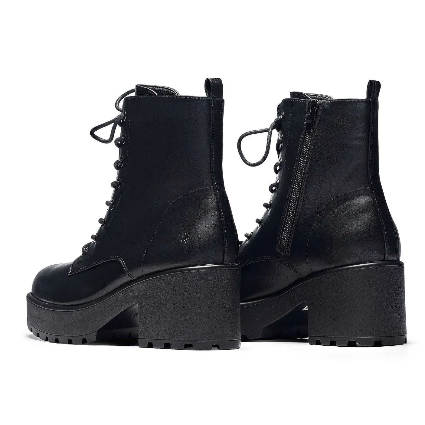 Damskie KOI footwear Buty Na Obcasie^Czarne Skorzane Buty Wojskowe Na Grubej Platformie W Rozmiarze 10