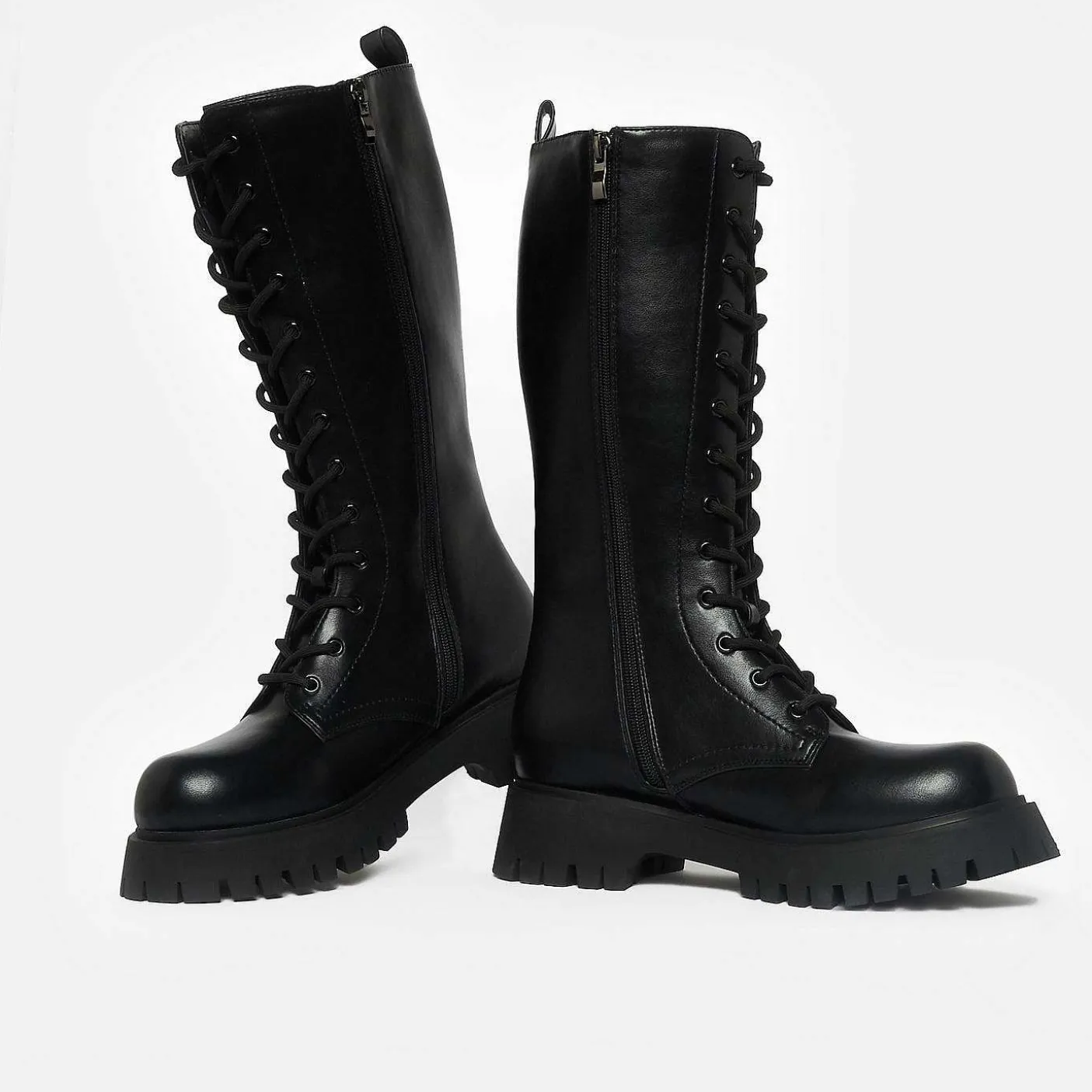 czarne_sznurowane_dlugie_buty_deltora_7.webp Damskie KOI footwear Buty Platformowe^Czarne, Sznurowane, Dlugie Buty Deltora