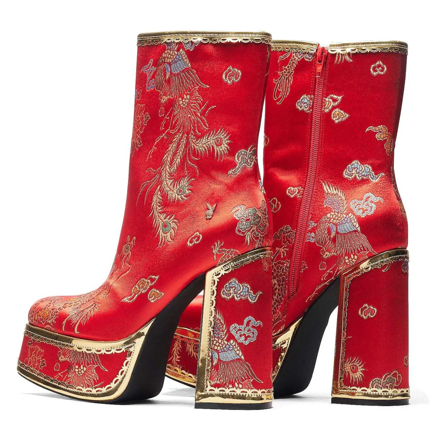 Damskie KOI footwear Buty Platformowe^Czerwone Buty Na Obcasie The Ornate Soul Playboy | Kolekcja Playboya X Koi