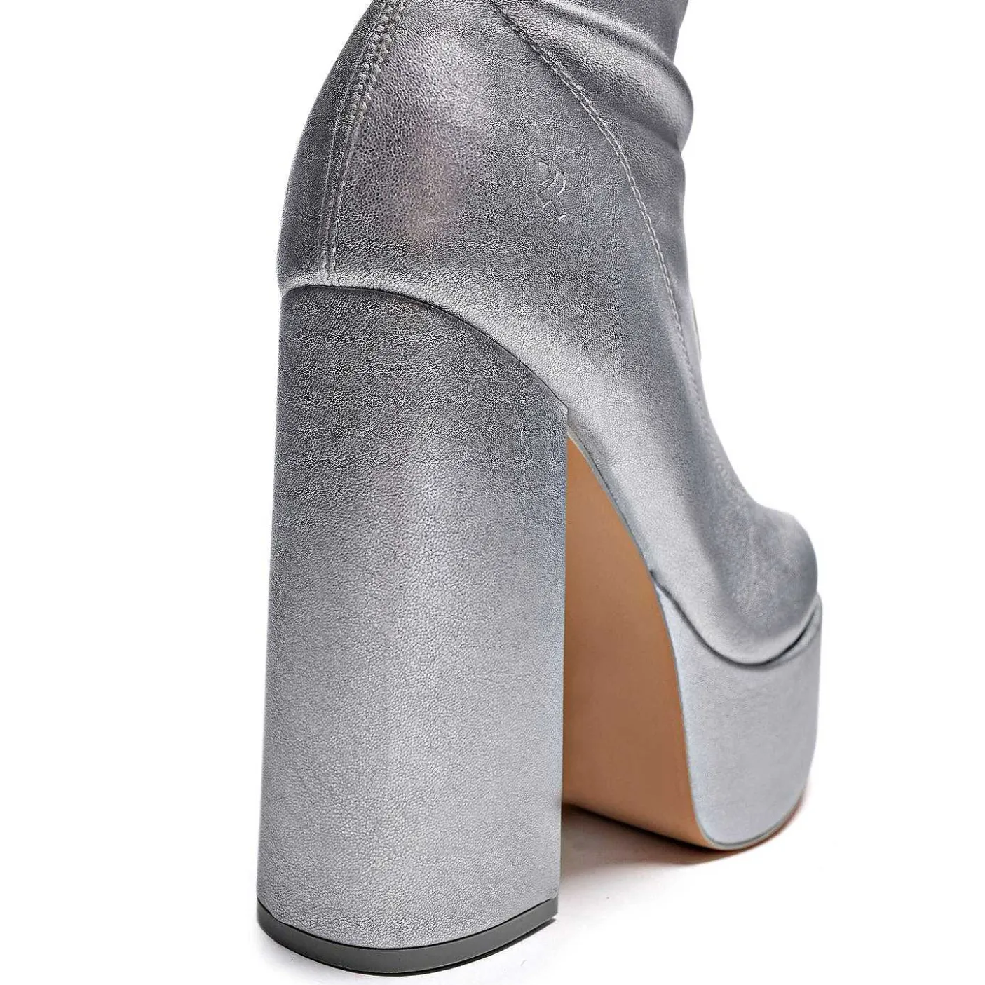 Damskie KOI footwear Buty Na Obcasie^Kozaki Za Kolano The Redemption Plus Size - Srebrne