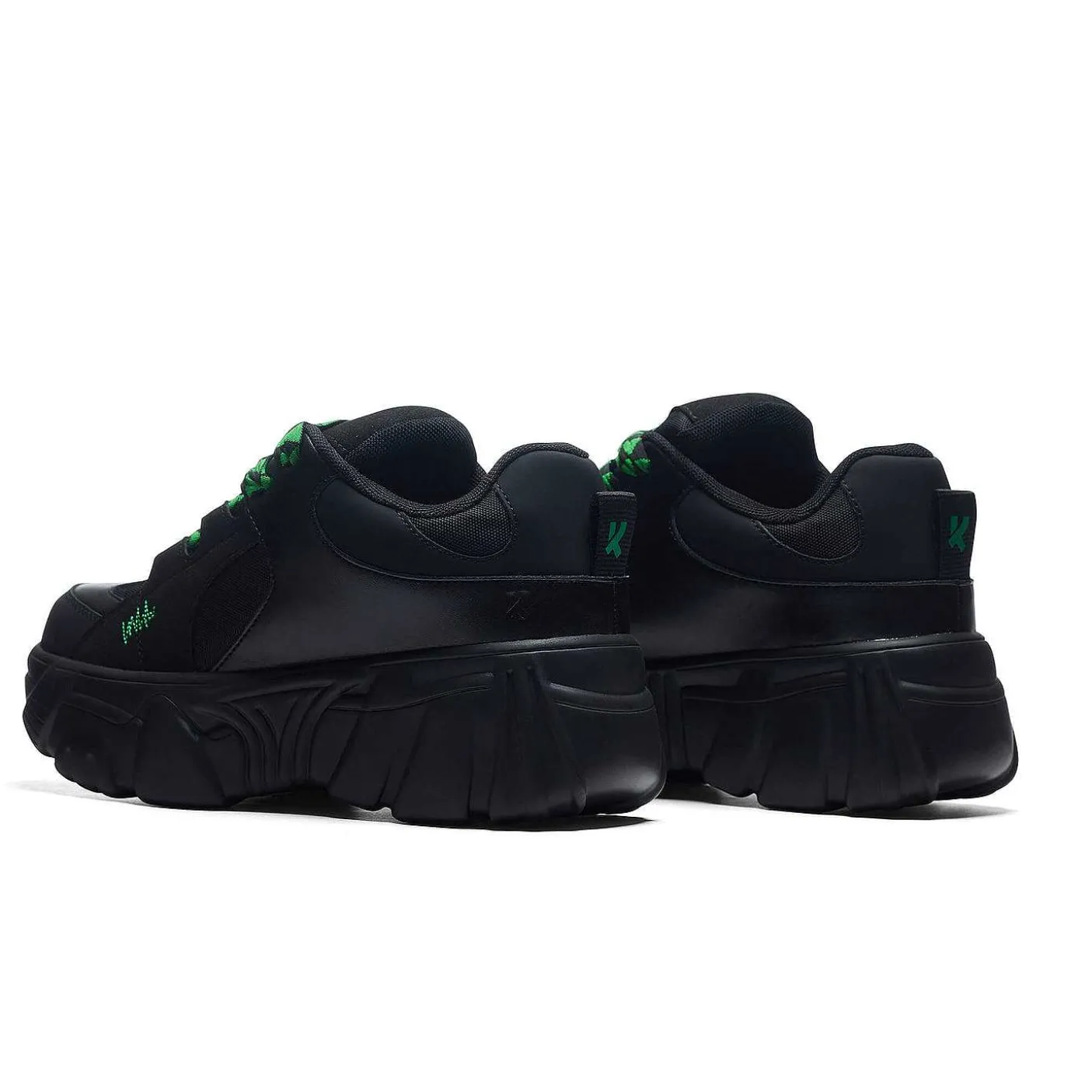 Męskie KOI footwear Grube Tenisówki^Męskie Buty Sportowe Na Grubej Podeszwie Ricta Flip Zielona Koronka