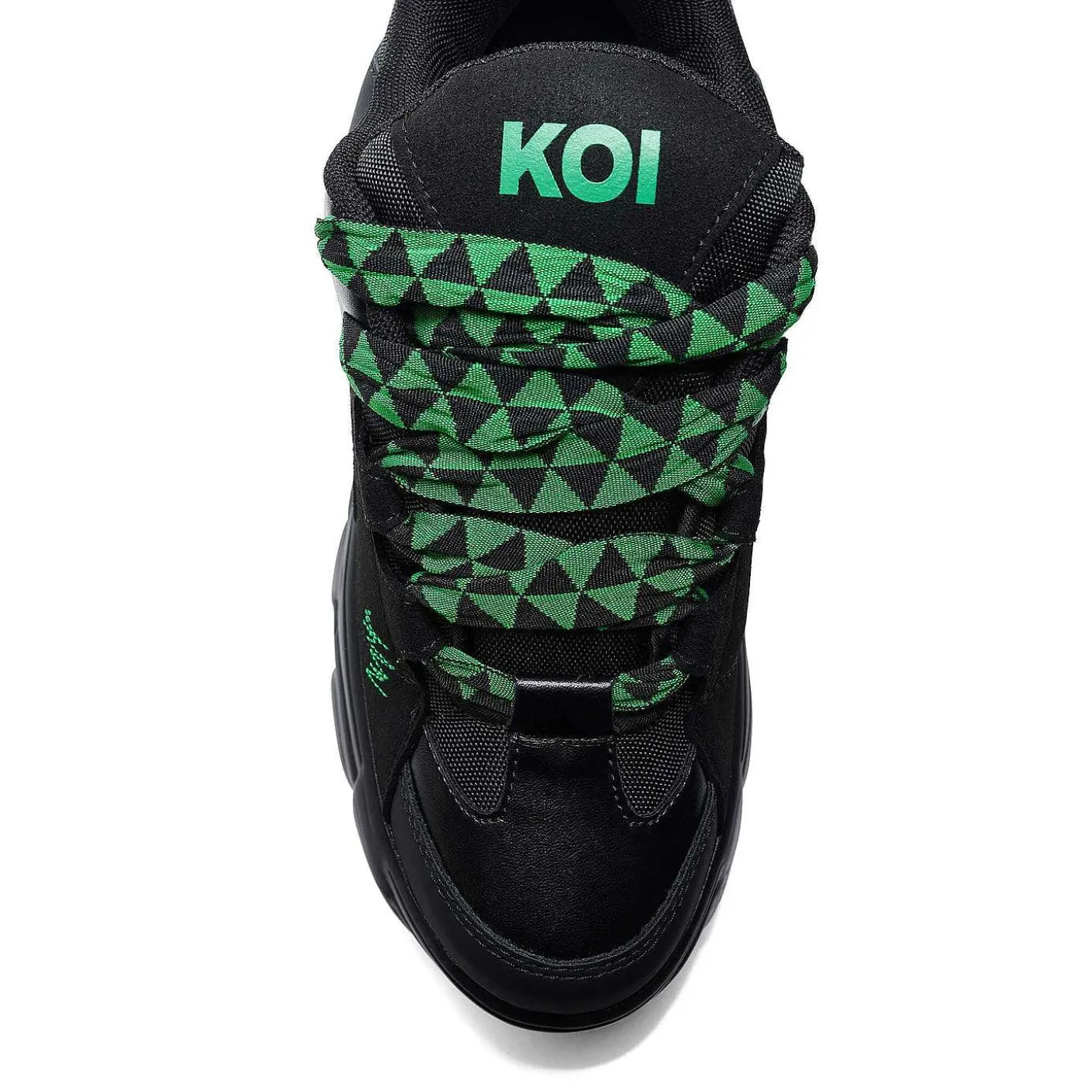 Męskie KOI footwear Grube Tenisówki^Męskie Buty Sportowe Na Grubej Podeszwie Ricta Flip Zielona Koronka