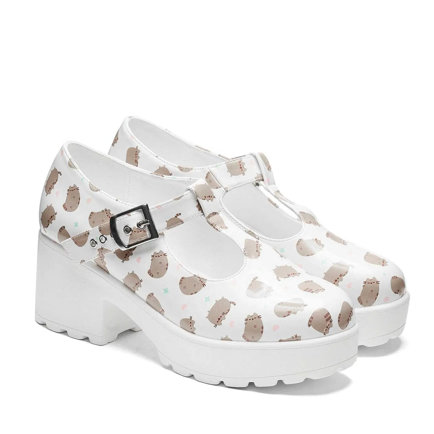 Damskie KOI footwear Wydrukowano Mary Janes^Sai White Mary Janes „Edycja Pusheen"