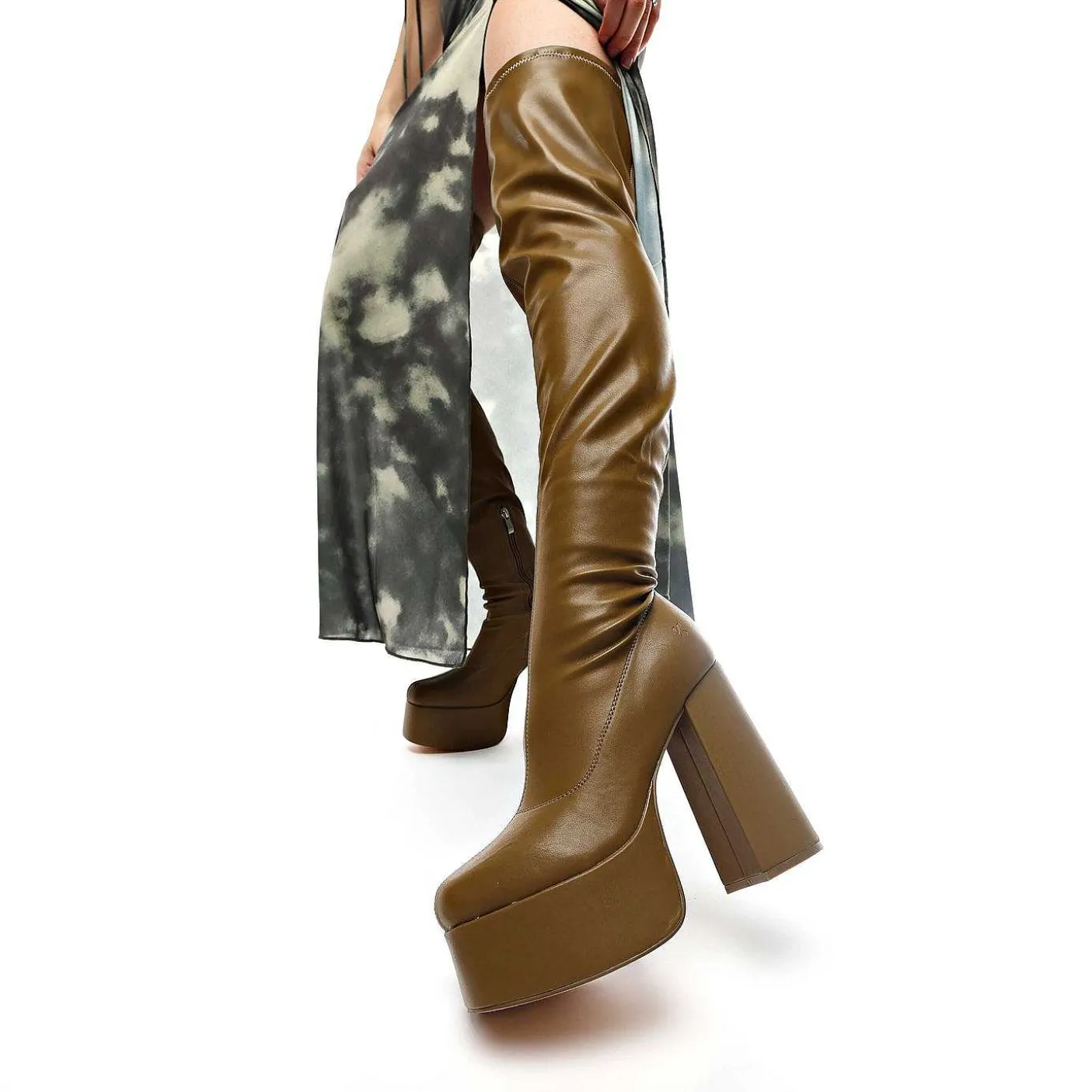 wysokie_buty_za_kolano_the_redemption_khaki_4.webp Damskie KOI footwear Buty Na Obcasie^Wysokie Buty Za Kolano The Redemption Khaki