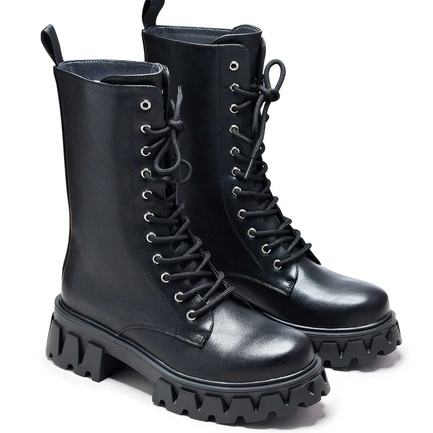 wysokie_sznurowane_buty_mskie_siren__czarne_4.webp Damskie KOI footwear Buty Na Lydke^Wysokie Sznurowane Buty Męskie Siren - Czarne